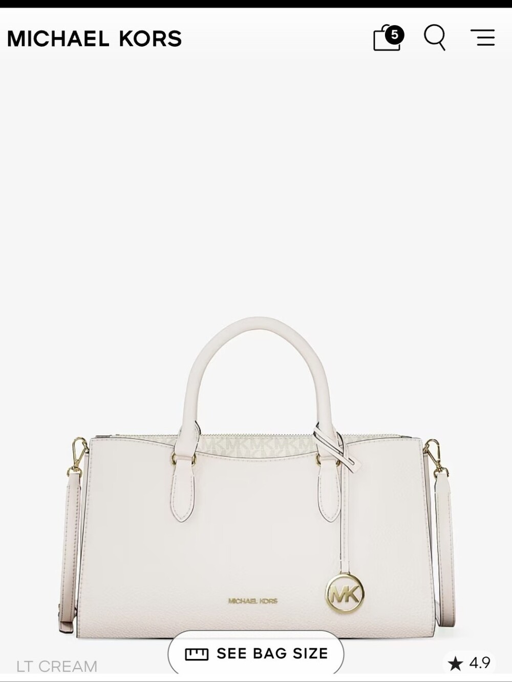 Michael Kors Light Cream Satchel with Gold Hardware